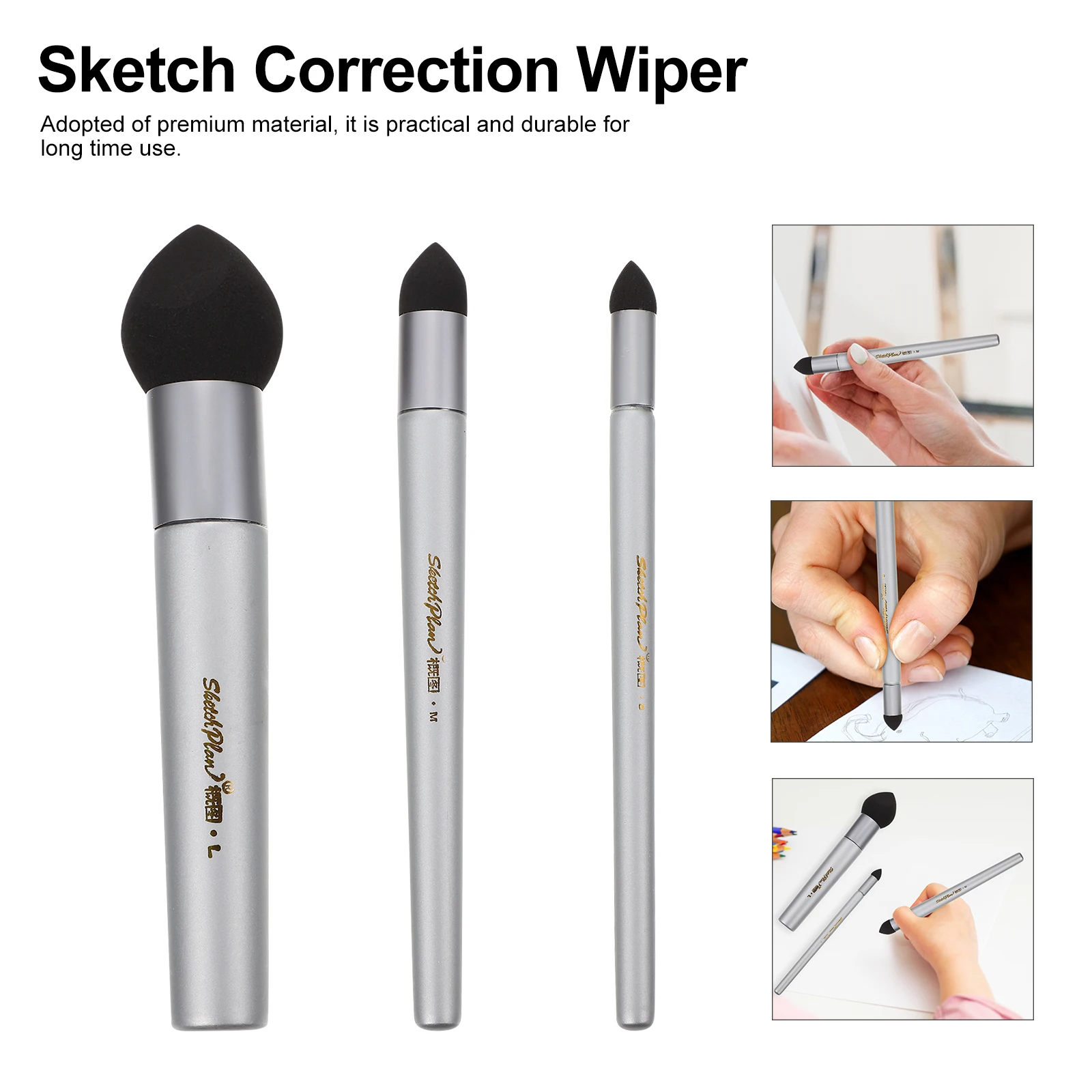 

3 PCS Sketch Wipe Brush Sponge Pen Smudge Erase Tool Supplies Brushes for Charcoal Drawing