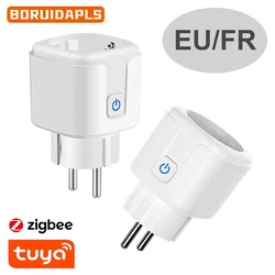 BORUIDAPLS Tuya Zigbee Smart Plug Socket EU/FR 16A With Power Monitor Timing Function Voice Control Works With Alexa Google Home