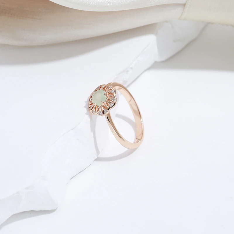 SYOUJYO Lake Green Natural Zircon Rings For Women 585 Rose Gold Color Wedding Fine Jewelry Classic Trendy Ring Gift
