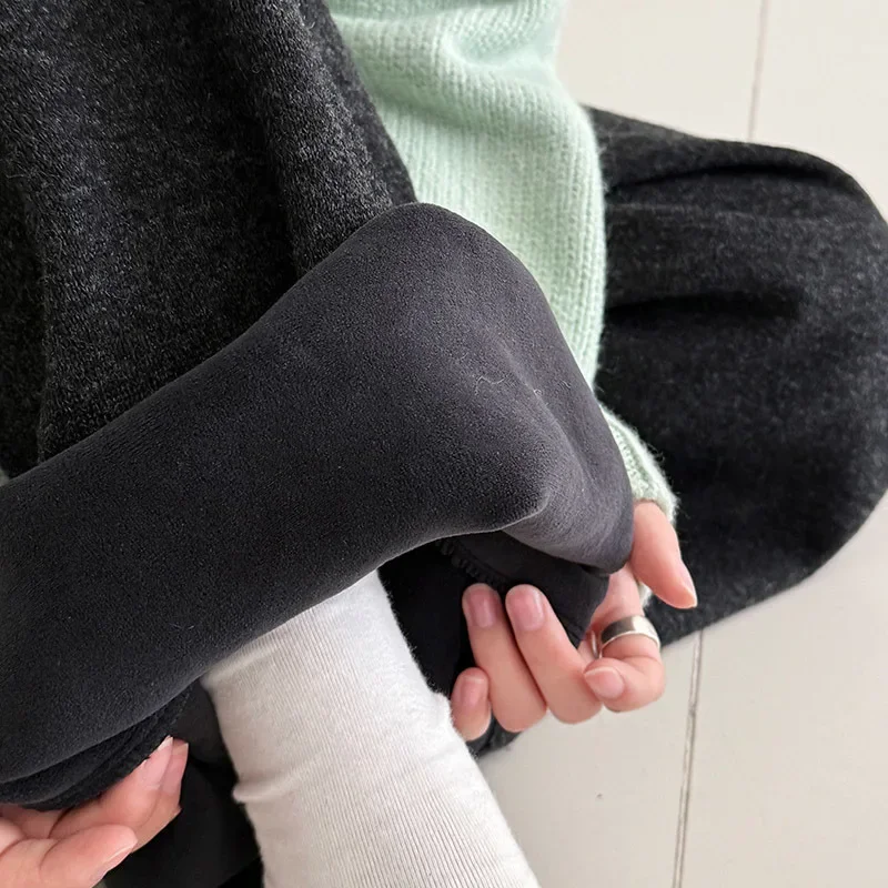 جديد الخريف الشتاء نحى الرباط مرونة الخصر المرأة واسعة الساق السراويل شيك عادية فضفاض سميكة السراويل الطويلة #3