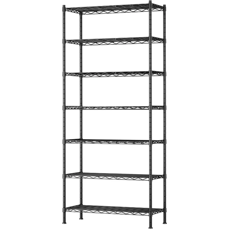 

7-Tier Metal Storage Rack Adjustable Shelf,Storage Unit Shelf for Laundry Bathroom Kitchen Pantry Closet