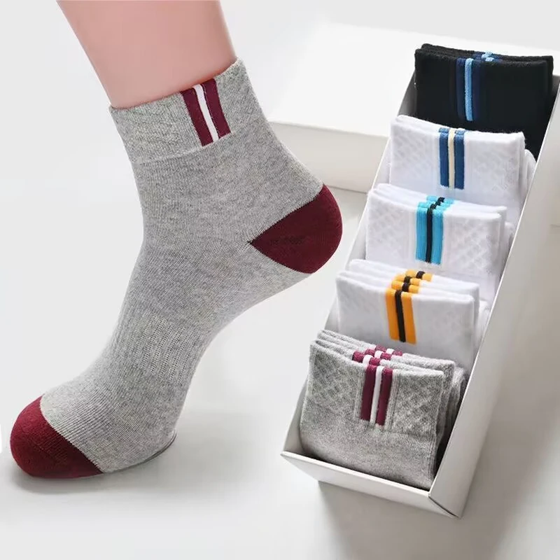 

5Pairs/Lot Brand Cotton Men Socks High Quality Hollow Breathable Spring Autumn Long Sports Socks For Male Meias Wholesale