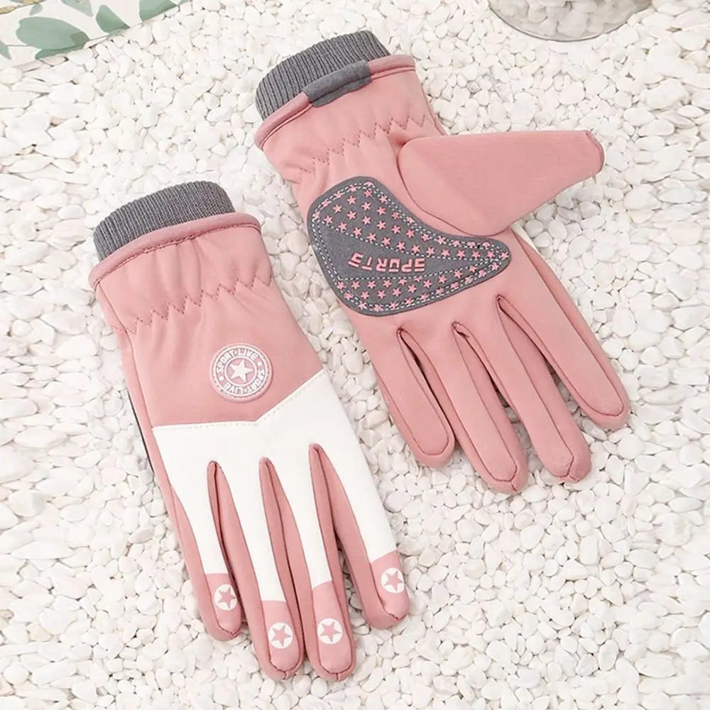 Niedliche Rutschfeste Winterhandschuhe Vollfingerhandschuhe mit Plüschfutter Warme Verdickte Fahrradhandschuhe für Jungen und Mädchen