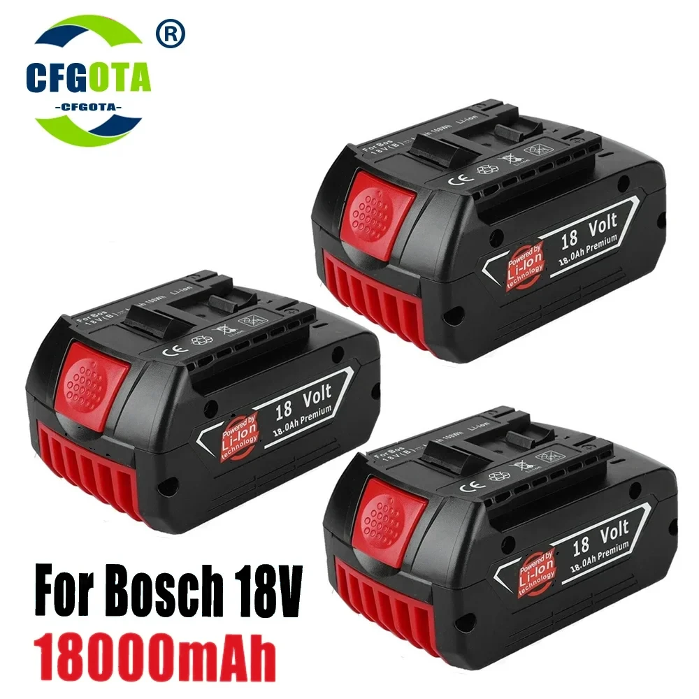 100% Original 18V 18Ah Lithium Ion Rechargeable Battery for Bosch 18000mah Spare Power Tools Portable Replacement Indicator