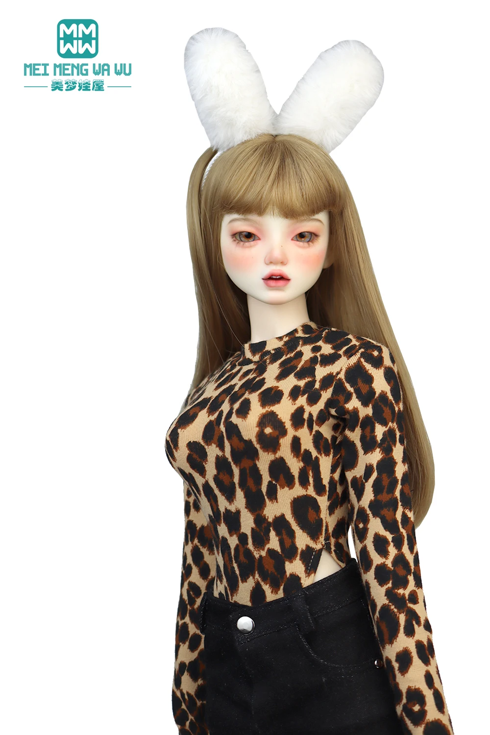 1/3 dd sd bjd boneca roupas elegante macacão branco preto leopardo impressão 60cm sd dd brinquedo menina presente