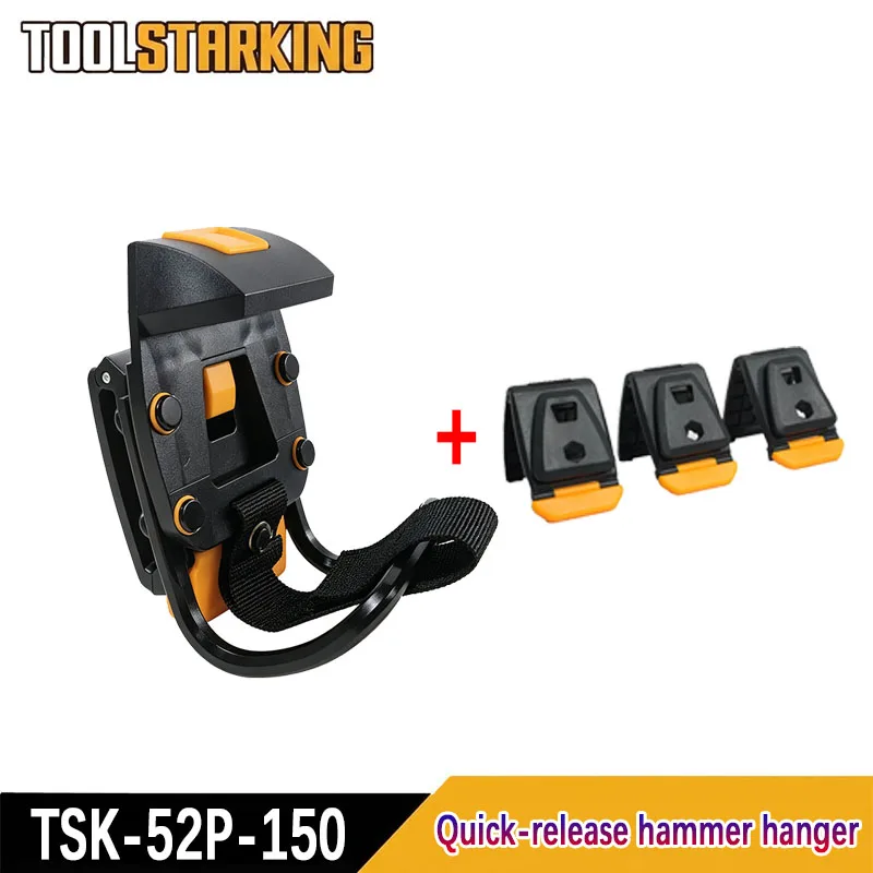 TOOLSTARKING Quick‑Release Hammer Holder Modular Hammer Loop Tool Belt Clip Waist Hanger,Detachable Base Bracket for Carpenter