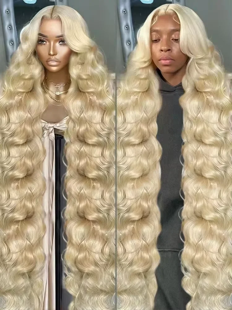 Pampering 220% HD 36 Inch 613 Blonde 13x6 Lace Front Human Hair Wigs Body Wave 13x4 Lace Frontal Transparent Brazilian Remy Wig