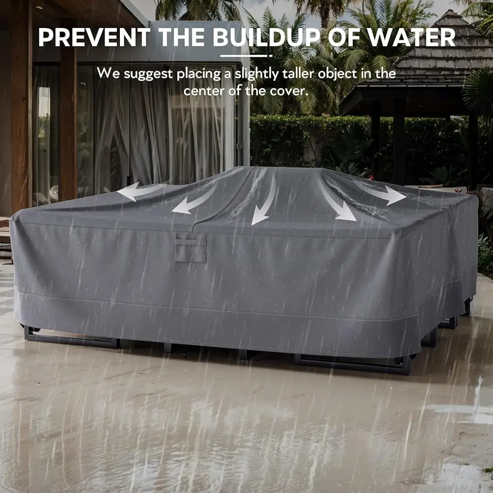 Patio Furniture Covers For 5 Pieces Set - Waterproof 600D Ox Fabric Cover For 5 Pcs Outdoor Sets Wicker Metal Couch Rocking