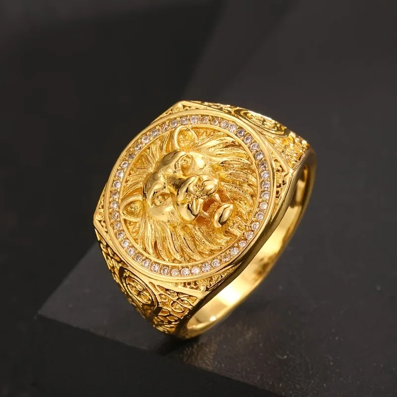 Cincin Lion King sedikit zirkon untuk pria dan wanita
