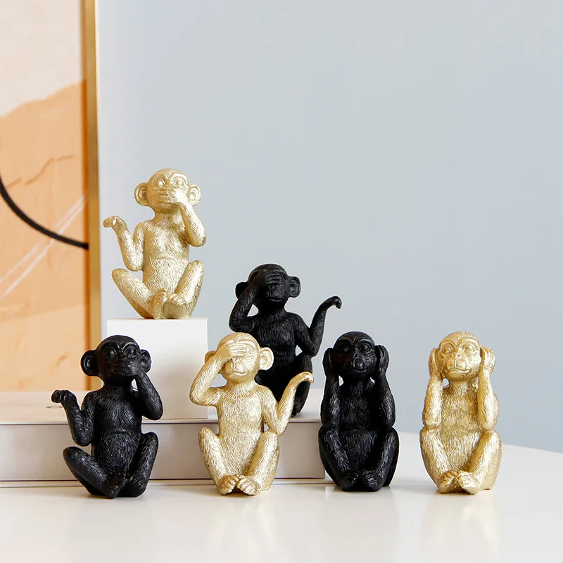 

3 Pcs Creative Small Animal Statue Desktop Decor Resin Craft Monkey Suit Ornaments Miniature Lovely Figurine