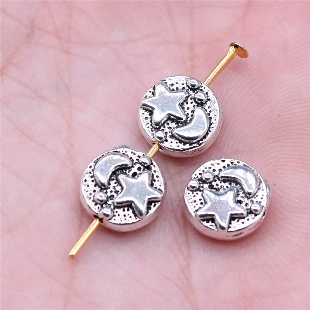 20pcs Star And Moon Charms For Jewelry Making Antique Bronze Silver Color Pendants Making DIY Handmade Tibetan Finding Jewelry
