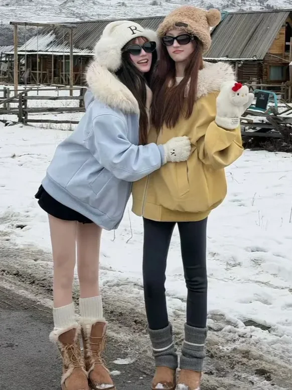 

Парные утепленные хлопковые куртки из флиса с дизайном Mountain Eagle из искусственной кожи для женщин, зимнее модное повседневное пальто