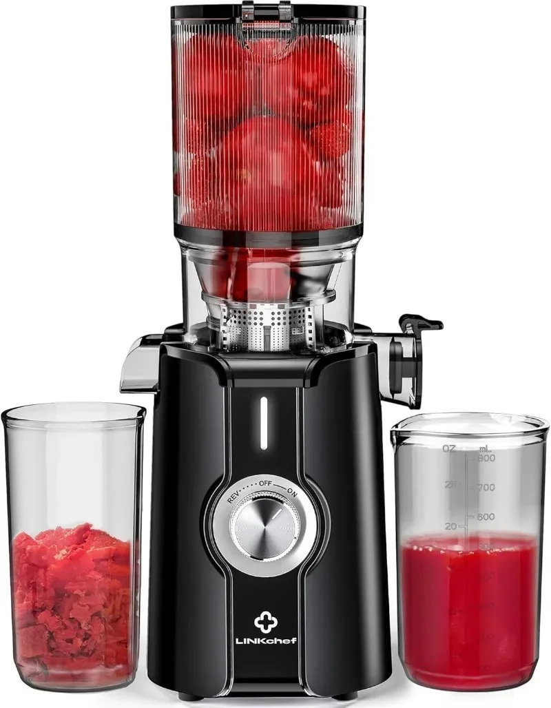 

Slow Masticating Juicer Machines, Cold Press Juicer with No-Prep 4.35" Feed Chute Fit Whole Fruits & Vegetables Juicer Machine