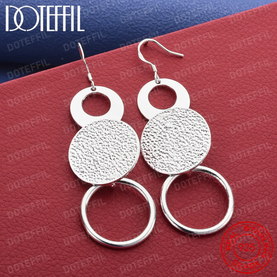 925 Sterling Silver Exquisite Simple Three Ring Women's Earrings Fashion Wedding Party Favor Jewelry