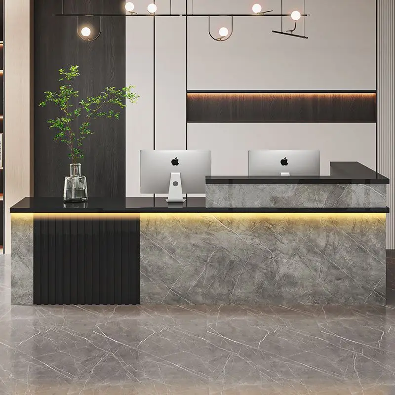 مكاتب استقبال مطعم Led تصميم عيادة كبيرة مكاتب استقبال أمامية حديثة أمين الصندوق أثاث Biurko Do Recepcja الفاخر