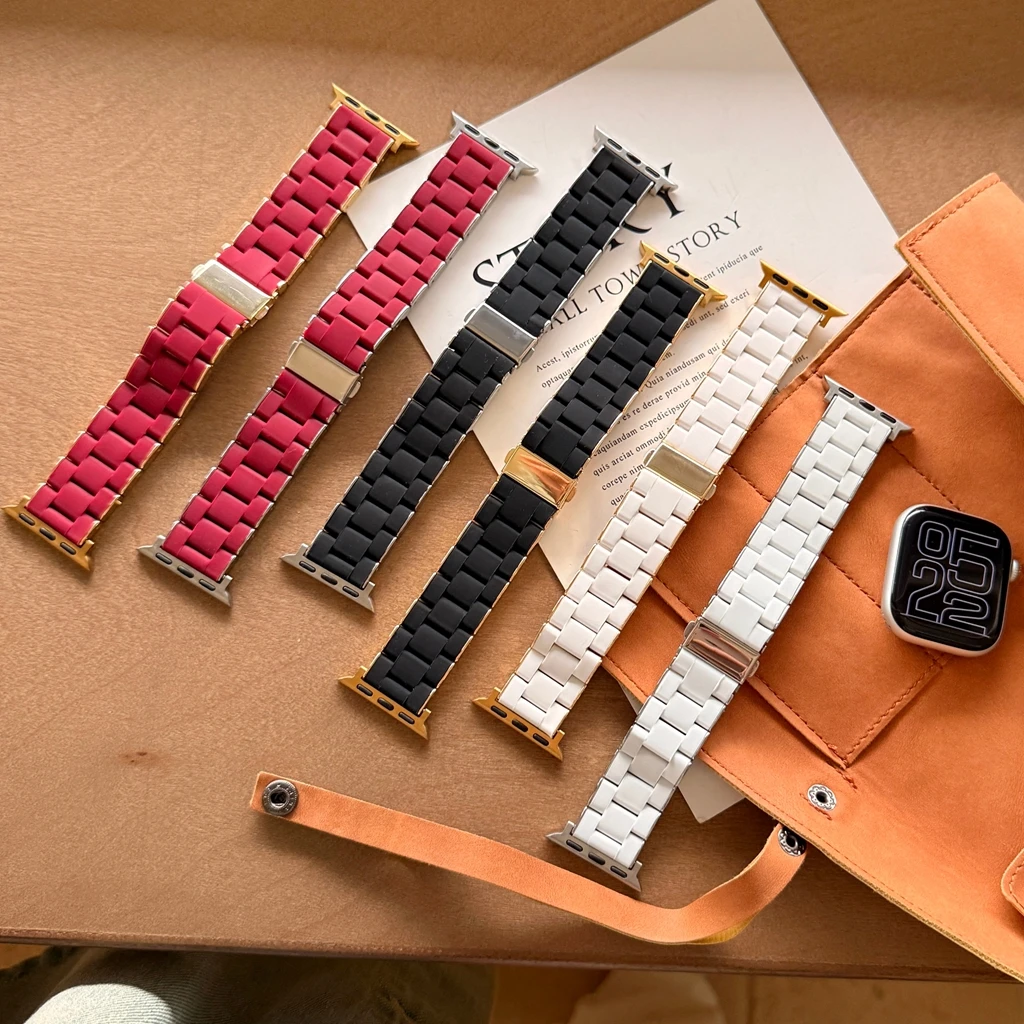 

Модный унисекс-ремешок из силикона и металла для Apple Watch Series 8/7/6/10, 40 мм, 41 мм, 38 мм, 42 мм, 44 мм, 45 мм, 46 мм