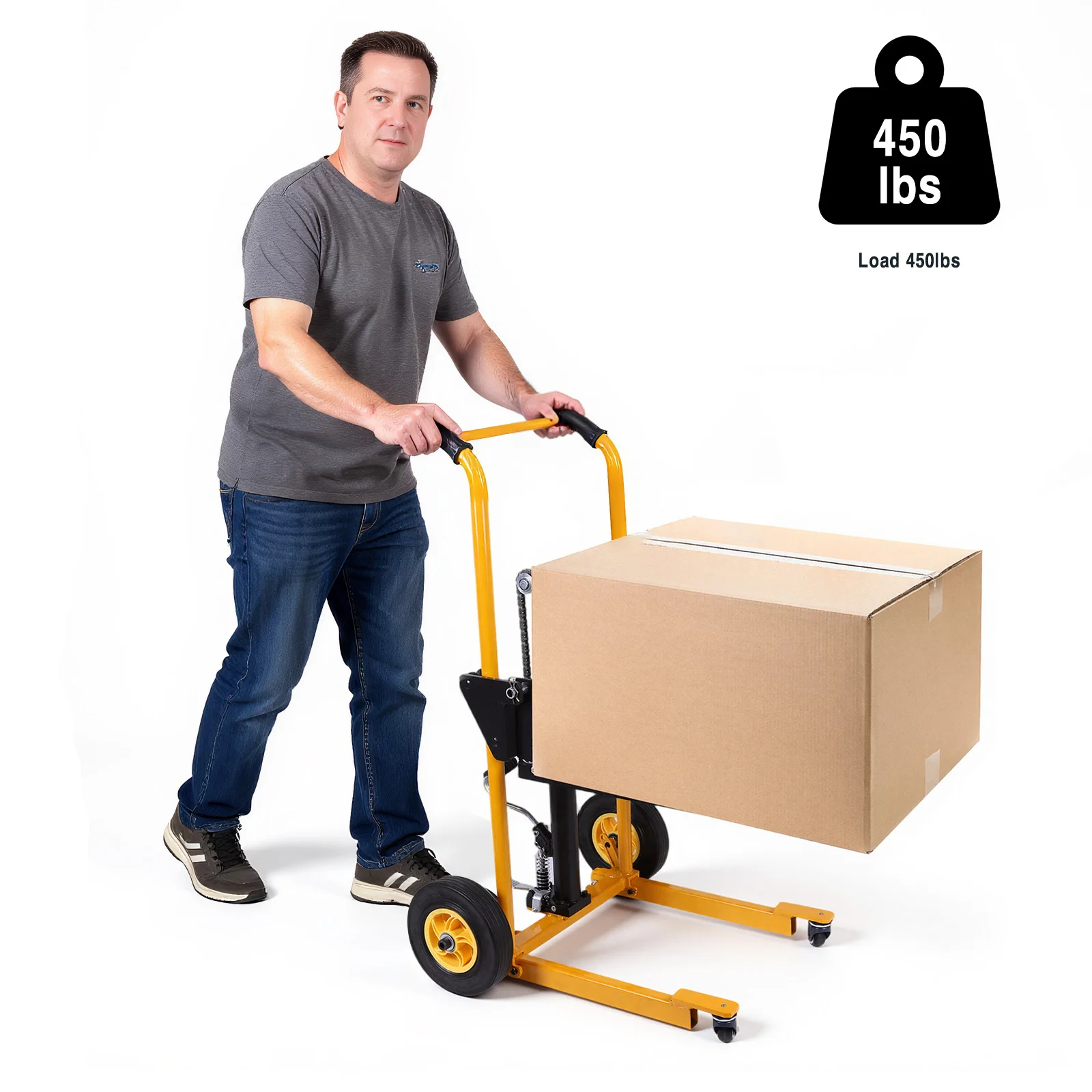 Troli Angkat Lipat Mini Forklift dengan Roda Putar, Troli Meja Pallet Jack Portabel, Troli Pallet Tahan Aus