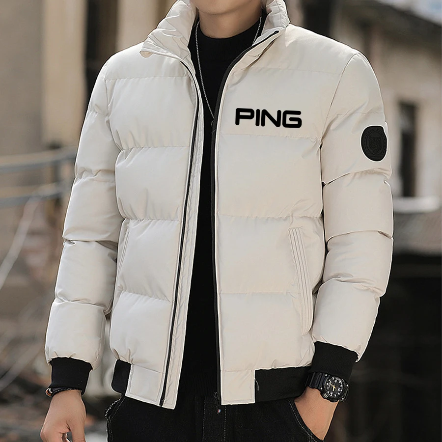 

Winter New Men Warm Parka Jackets Casual Printing brand Outwear Coats Stand Collar Male Windbreak Cotton Padded Down Jacket