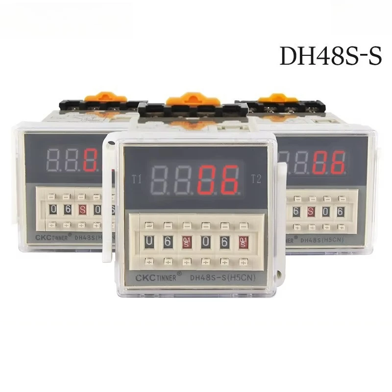 Digital LED Programmable Timer Relay Switch DH48S-S 0.1S-99H Socket Base AC/DC 12V 24V 36V 110V 220V 380V Repeat Cycle Timer
