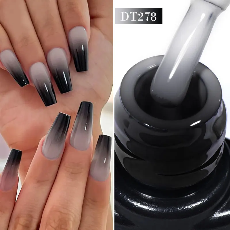 Esmalte de uñas de Gel térmico, barniz de Gel UV de 3 capas que cambia de Color y temperatura, semipermanente, Color gris, para invierno, 7ml