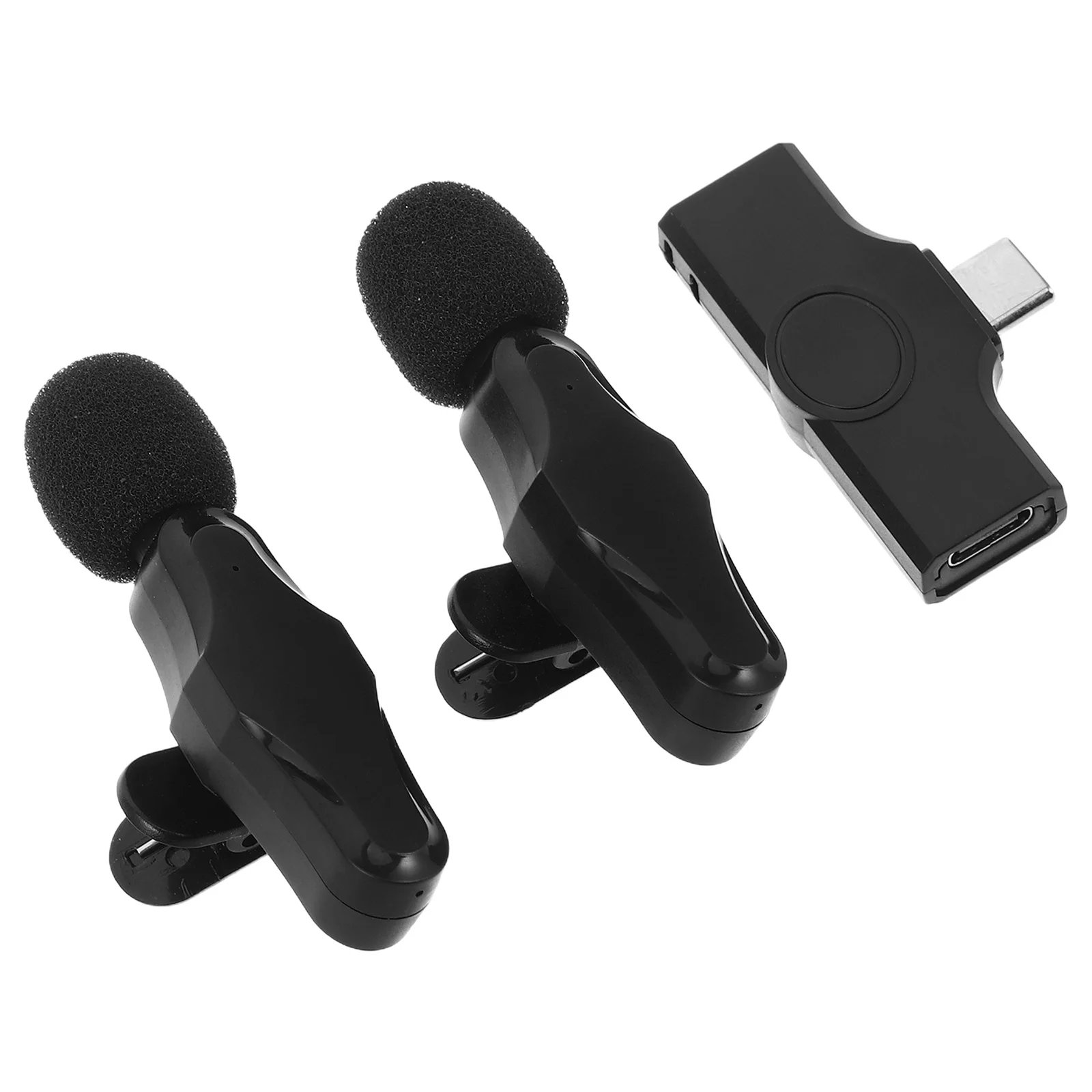 1 conjunto de sistema de microfone de lapela sem fio, microfone de lapela tipo para câmera de smartphone, transmissão ao vivo, vlogging, podcasting