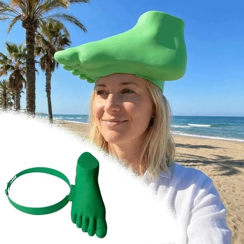 

3D Printing Foot Shape Sun Hat Creative Adjustable Foot Shape Headband Green Multifunction Sun Protection Cap Outdoor Activities