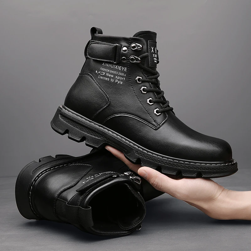 Man Shoes Military High Top Winter Lace-Up Botas Hombre Men Leather Shoes Fashion Motorcycle Men Ankle Boots Men Boots - view 5