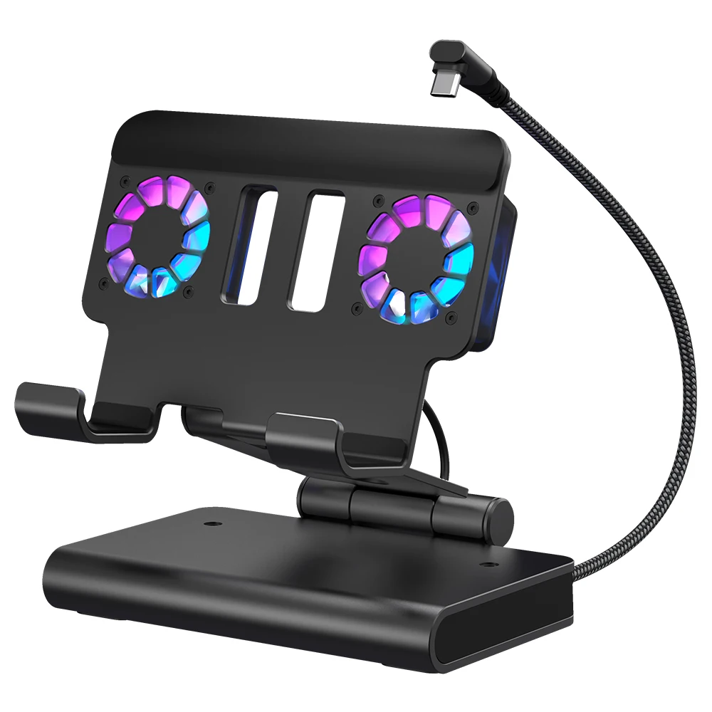 Gaming Console Docking Station Dual Fan Cooling 4K144Hz HDMI2.1 100W PD USB3.2 Gigabit Ethernet for ROG Ally X For Steam Deck