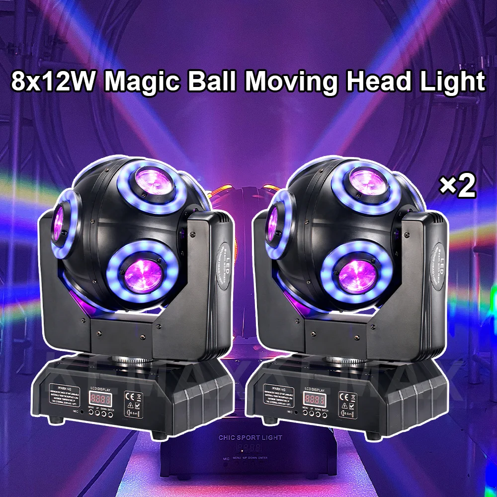 

2PCS Moving Head LED Disco Lights 150W Ball Rotating Party DJ Light RGBW Beam Strobe DMX Stage Lighting for Wedding Nightclub