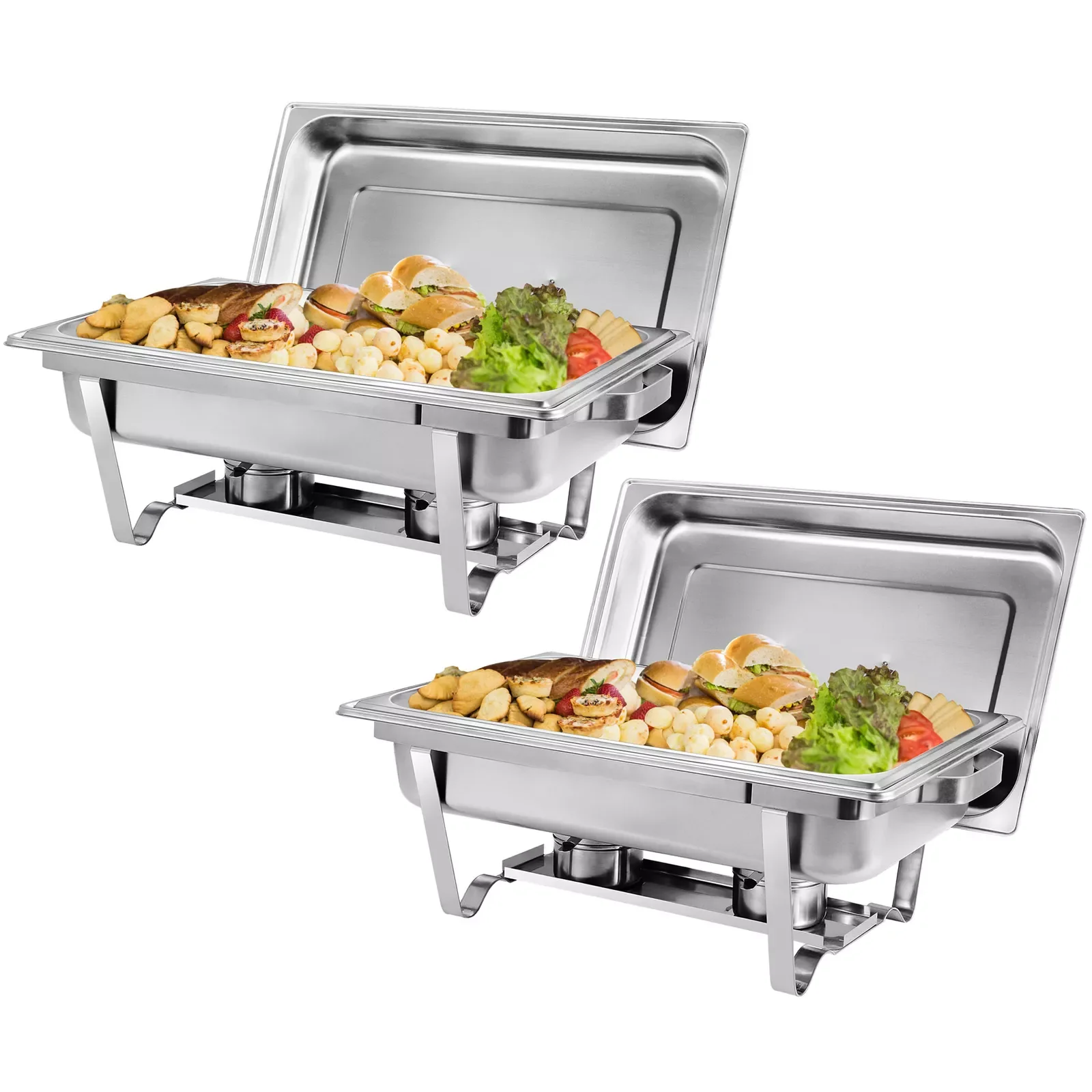 US- 2 Packs 8 Quart Stainless Steel Chafing Dish Buffet Trays Chafer With Warmer