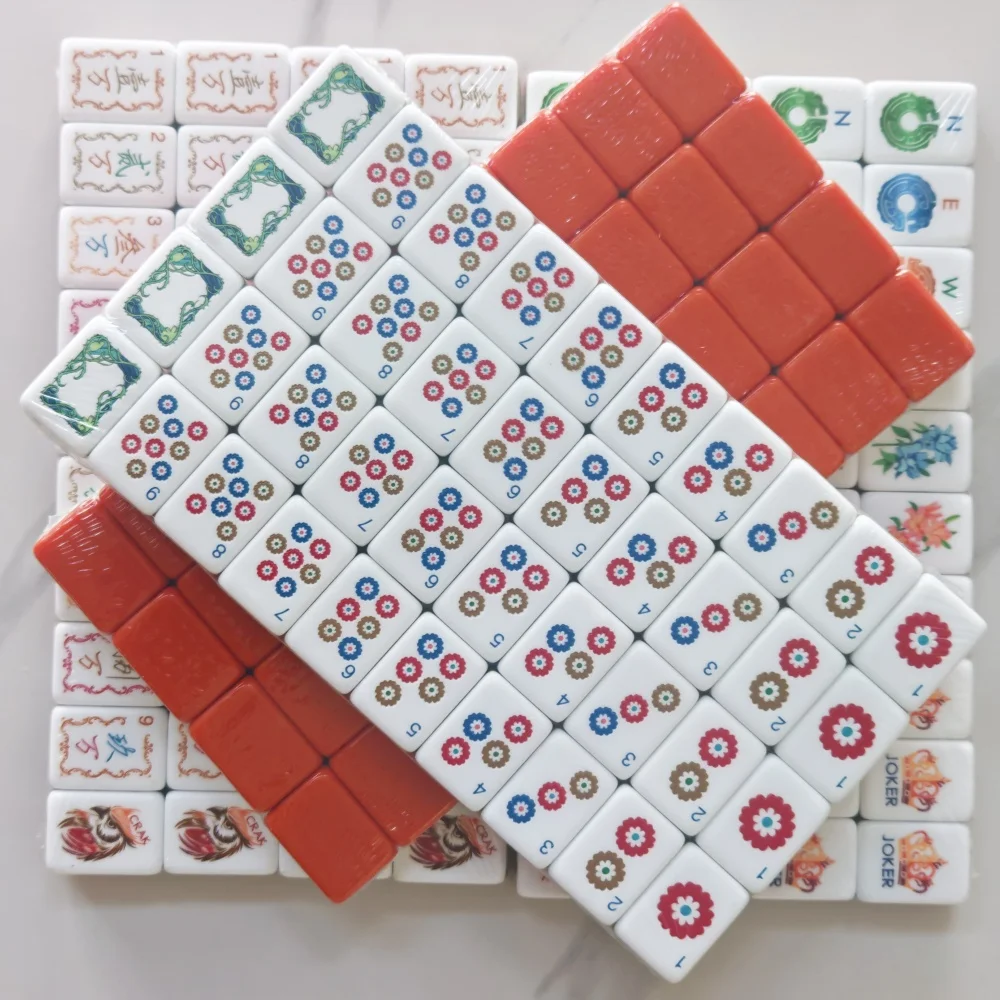 

OMHJGO Orange Custom Engraved Mahjong Tiles 4-Layer Acrylic Luxury American Mahjong Set Home Board Games Portable Mah Jongg Sets