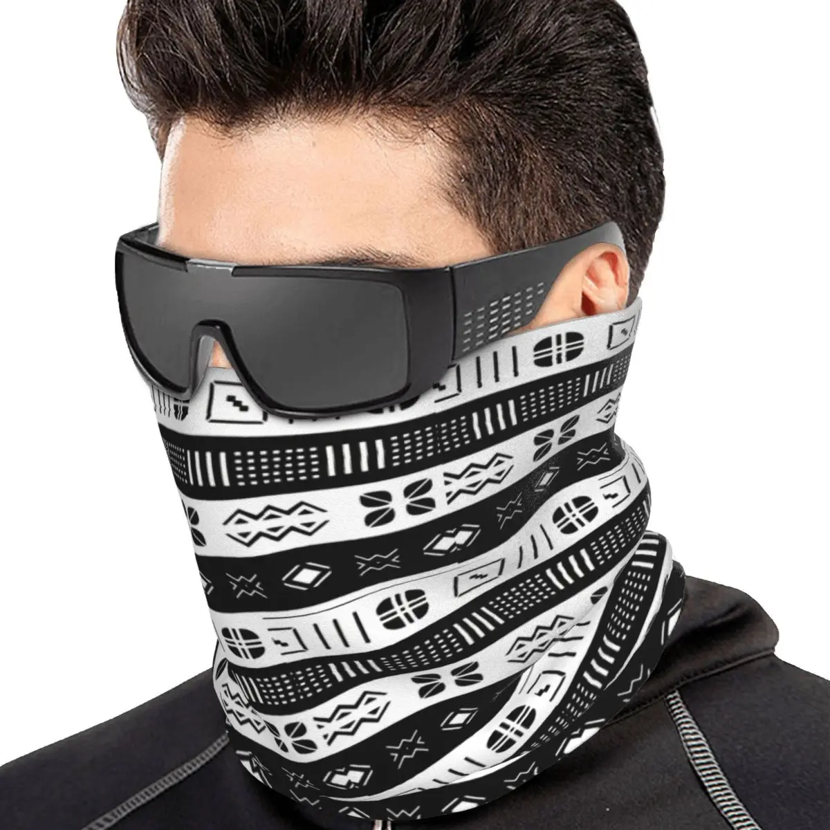 Pañuelo para el cuello con diseño de tela africana Bogolan, pañuelo estampado para senderismo, pesca, accesorios para la cabeza para hombres y mujeres, a prueba de viento