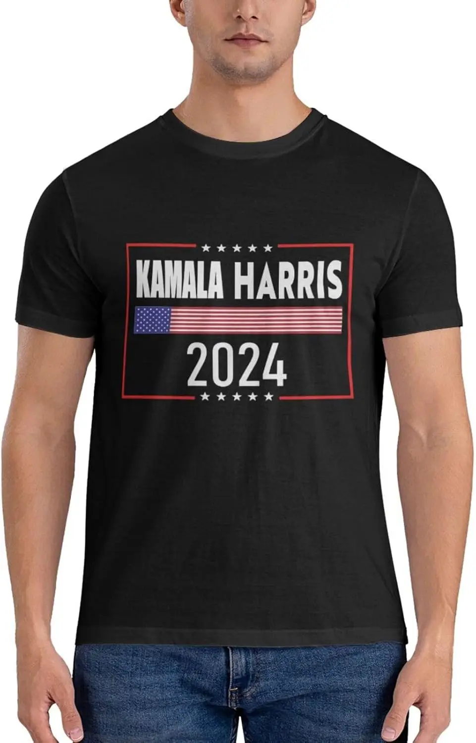 Kamala Harris 2024 for President Campaign Men's T-Shirt Classic Short Sleeve Crewneck Tees The New Cotton Shirt