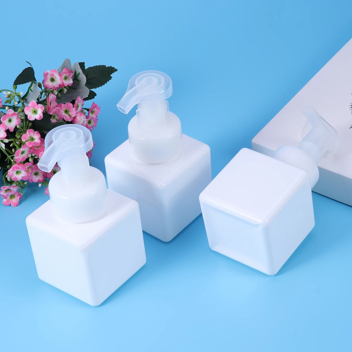 

3pcs Foaming Bottle Pump Dispenser Refillable Plastic Lotion Shampoo Body Wash Container Travel Portable Liquid for Bathroom