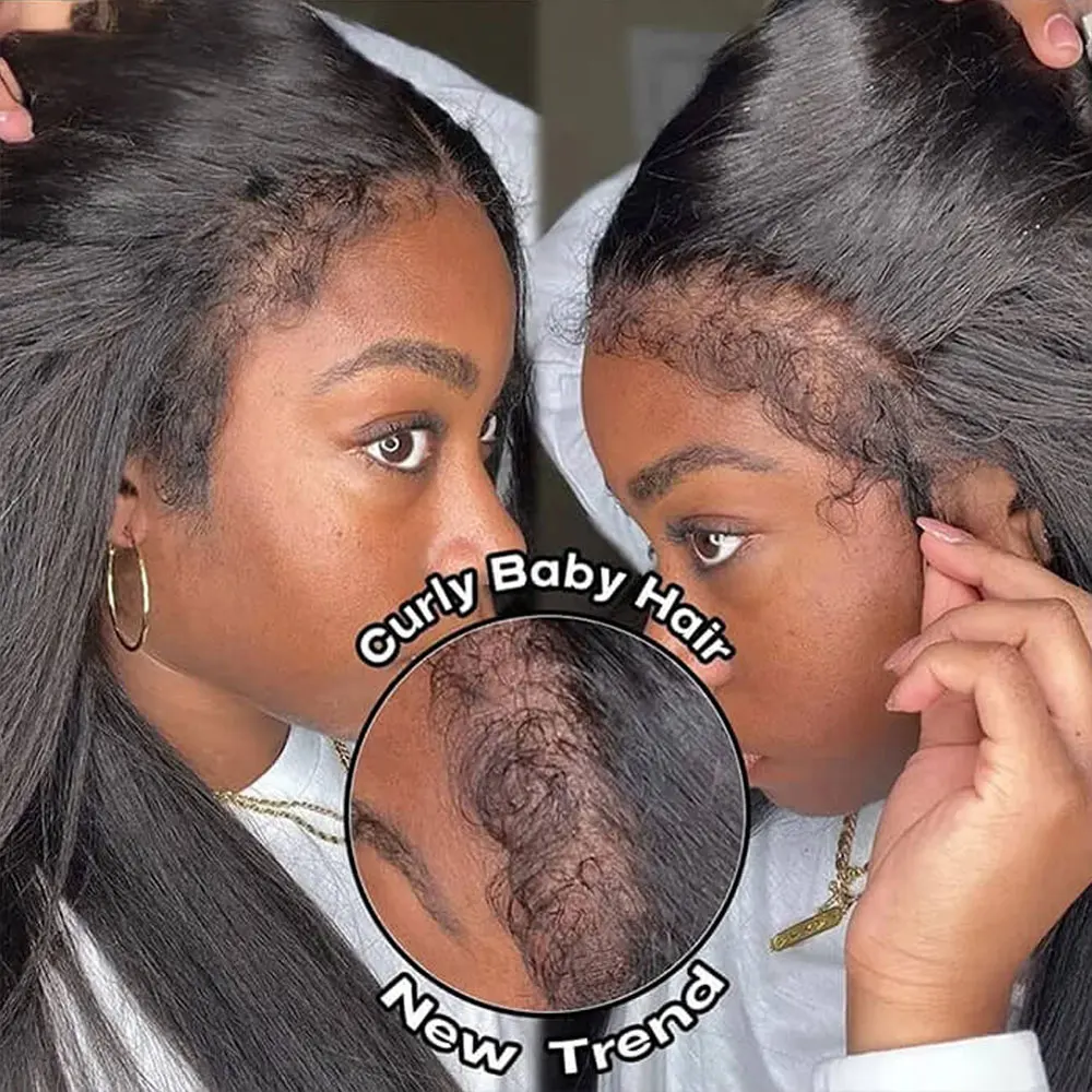 42 Inch 13x4 Lace Front Kinky Straight Wigs 250% Human Hair Hd Transparent Straight Frontal Closure Hair Wigs 5x5 Glueless Wigs