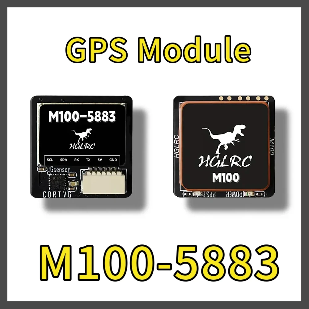 Módulo GPS HGLRC M100-5883 M10 21x21mm com Bússola, Antena Cerâmica e Indicadores LED Integrados para Aeromodelos RC FPV de Longo Alcance