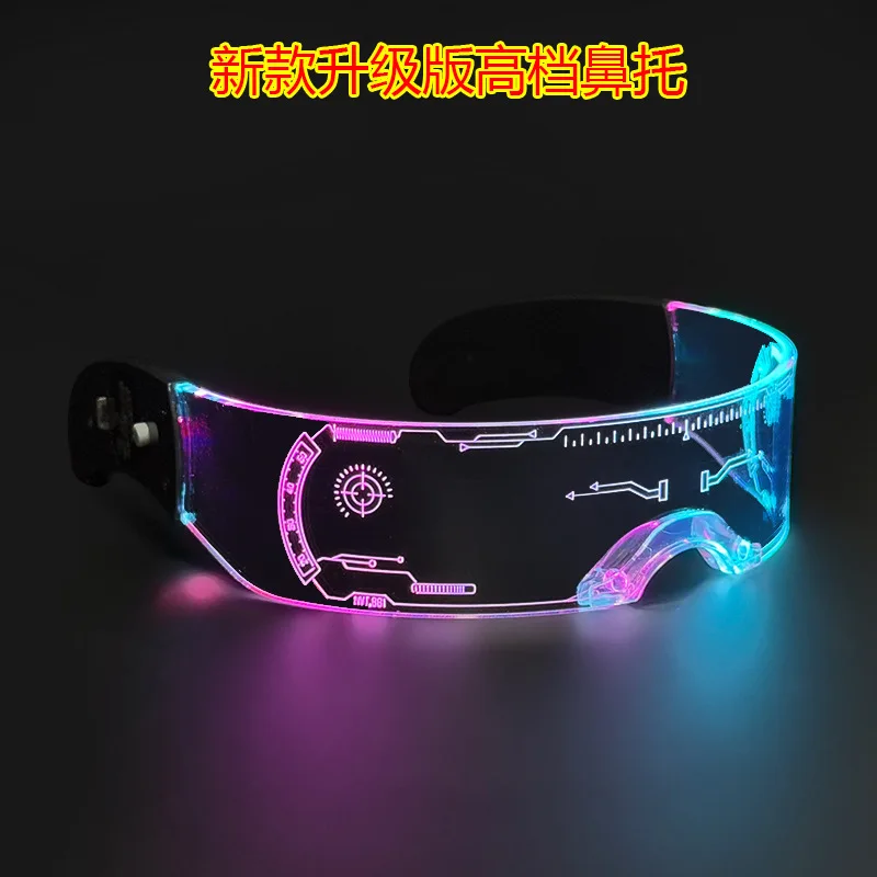 LED Colorful Luminous Glasses Science Fiction Glasses Acrylic Luminous Technology Glasses Party Festival Bar