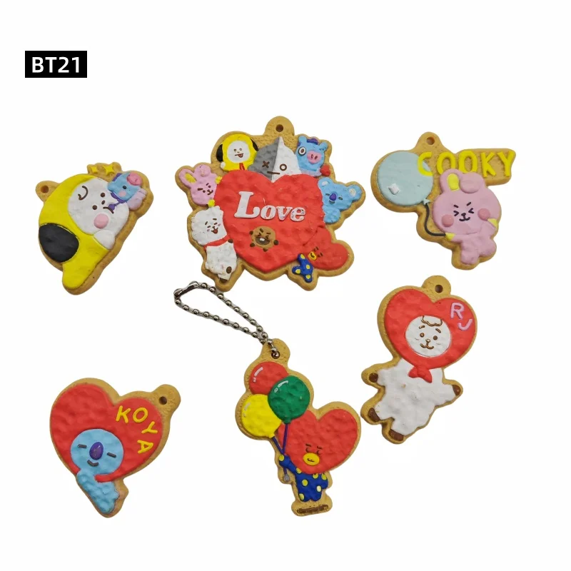 BT21 Food Play Series Shooky Cooky Cookie Girl Bag Pendant Chimmy Tata Keychain Anime Kawaii Pendant Handmade DIY Luggage Tag