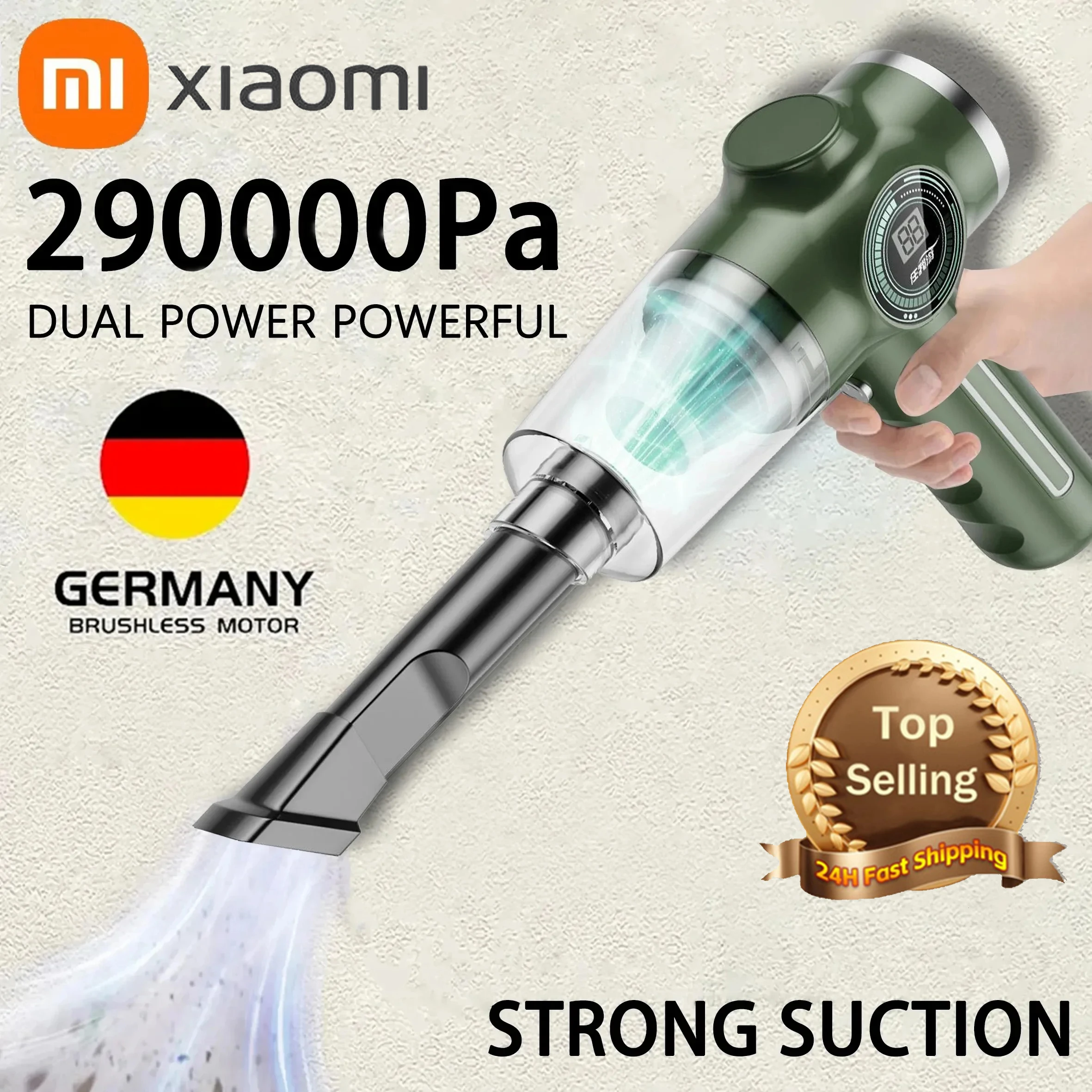 Penyedot debu portabel Xiaomi 2024 Pa, penyedot debu Robot genggam Mini kuat nirkabel untuk mobil, rumah, alat kantor, 290000