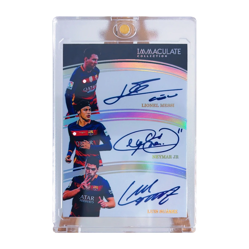 DIY homemade Messi Ronaldo Aymeric Neymar Mbappe Colorful Flash Autographed collectible cardbrick rating Christmas birthday gift view 6