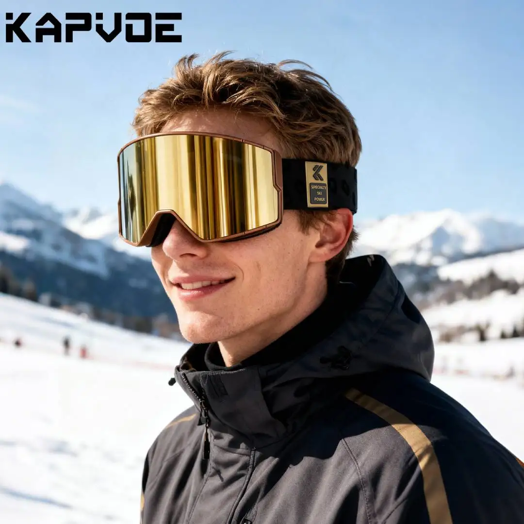 

Магнитные зимние очки Kapvoe, фотохромные лыжные очки, противотуманная маска для сноуборда, мужские и женские защитные очки UV400, снегоход