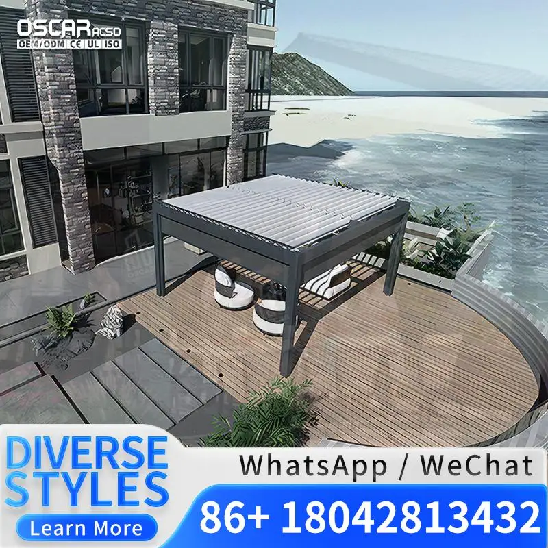 4x5 Meter Bioclimatic Structure Aluminium Frame Powder Coated 18 Sqm Treated Wood Outdoor Natural Screen Pergola