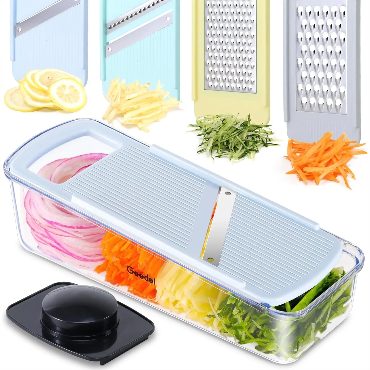 

Mandoline Slicer for Kitchen, Multi-Purpose Vegetable Cutter with 4 Blades and Hand Guard, Onion Slicer for Veggies Fruits
