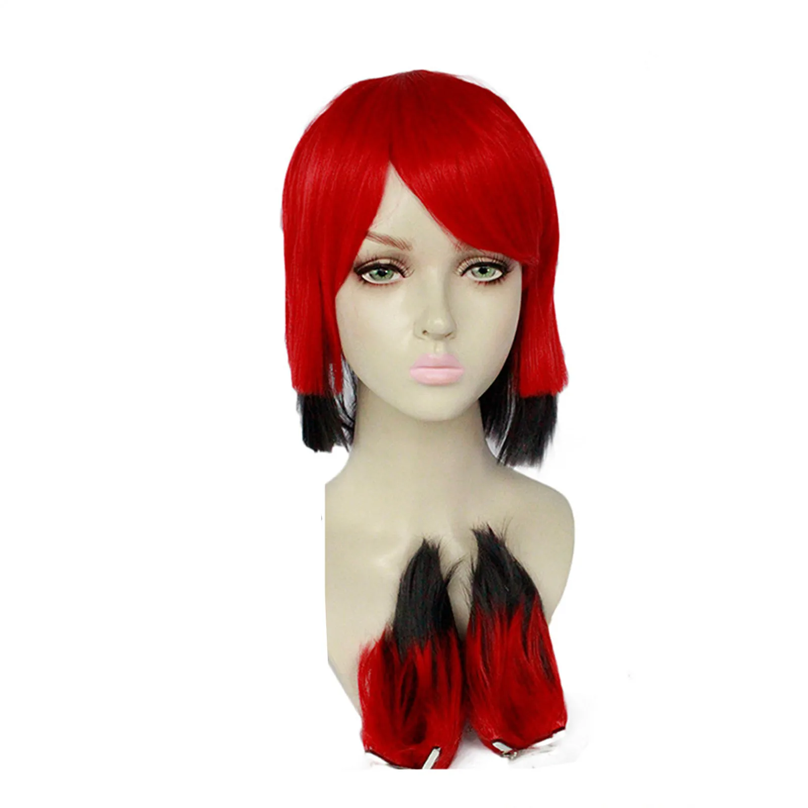 Anime Alastor Cosplay Wig ed Black Short Hair for Adult Women Men Halloween Costume Props Cosplay Role Play Wigs