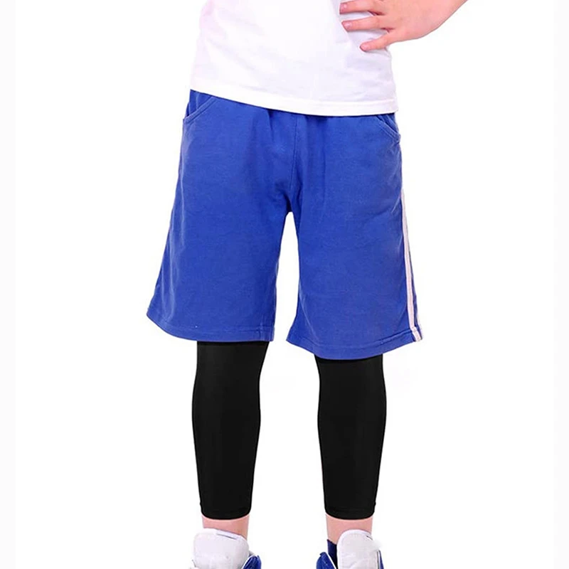 Genouillère de sport élastique pour enfants, basket-ball, football, jambe, manche de cuisse, genouillère, cyclisme, protection solaire, football,