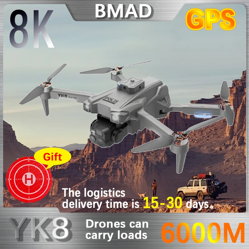 

BMAD YK8 RC Drone 8K Brushless Motor Professinal HD Camera Wide Angle Optical Flow 360 °Obstacle Avoidance Quadcopter Toys Gift