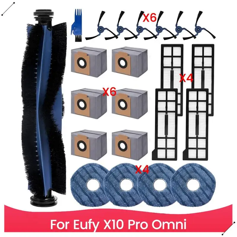 For Eufy X10 Pro Omni Parts Accessories Main Side Brush HEPA Filter Mop Cloth Dust Bags Replacement