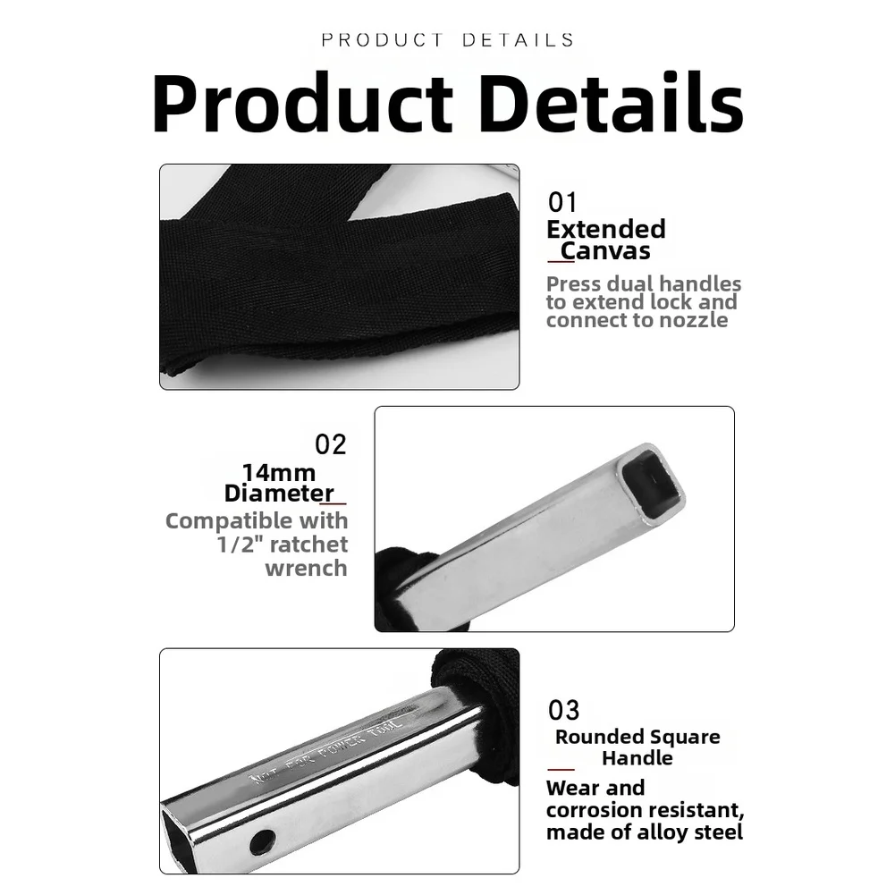 152MM Nylon Strap Oil Filter Wrench Tool for Diesel and For Fuel Engine Filters with Alloy Steel Handle for Strength