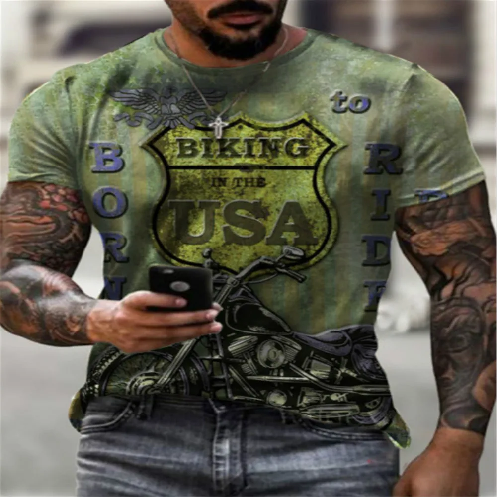 Men's Short Sleeve 3D Printing T-Shirt Casual Loose Round Neck Polyester Material Handsome Fashion High Quality Shirt 2022