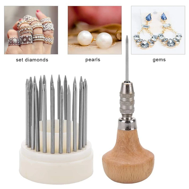 24Pcs Beading Tools Beader Set For Diamond Stone Setting Graver Jewelry Equipments